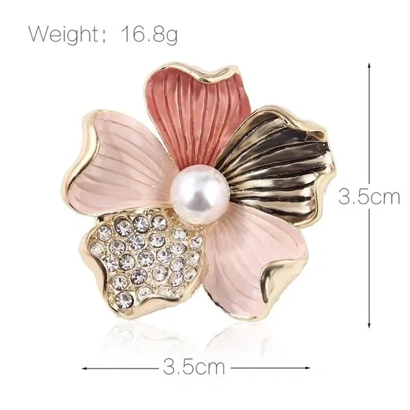 *RAISA* Gold x Pink Pearl Fashion Flower Brooch - Picture 5 of 6